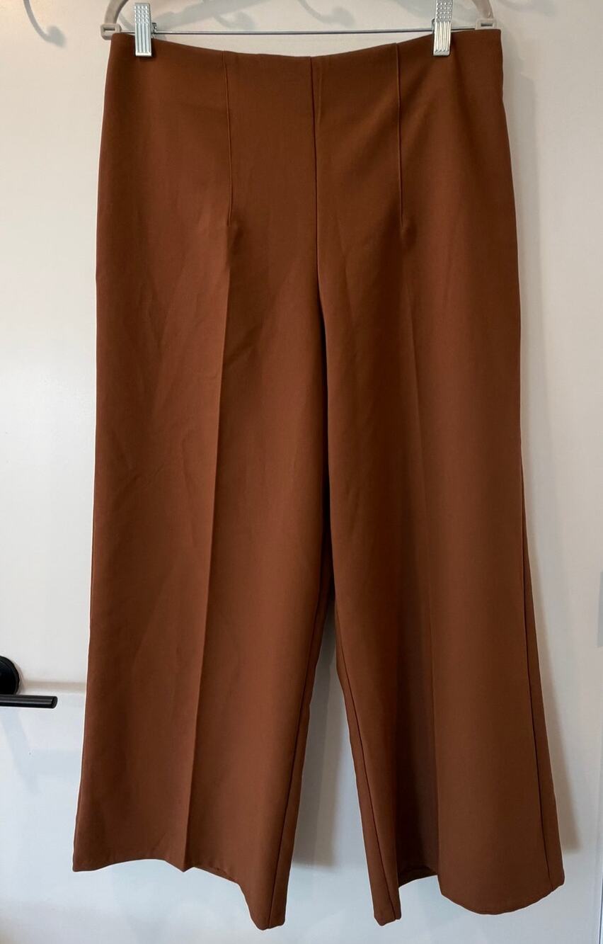 Joie High Waisted Wide Leg Brown Cropped Ankle Trousers Work Attire Fall Wear